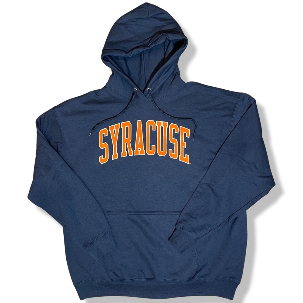 American Vintage Navy Blue Hoodie with Orange "Syracuse" Lettering